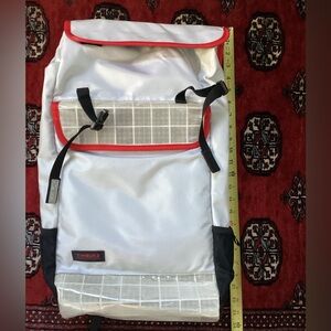 Timbuk2 White and Red rolltop Backpack with Black and Reflective Accents
